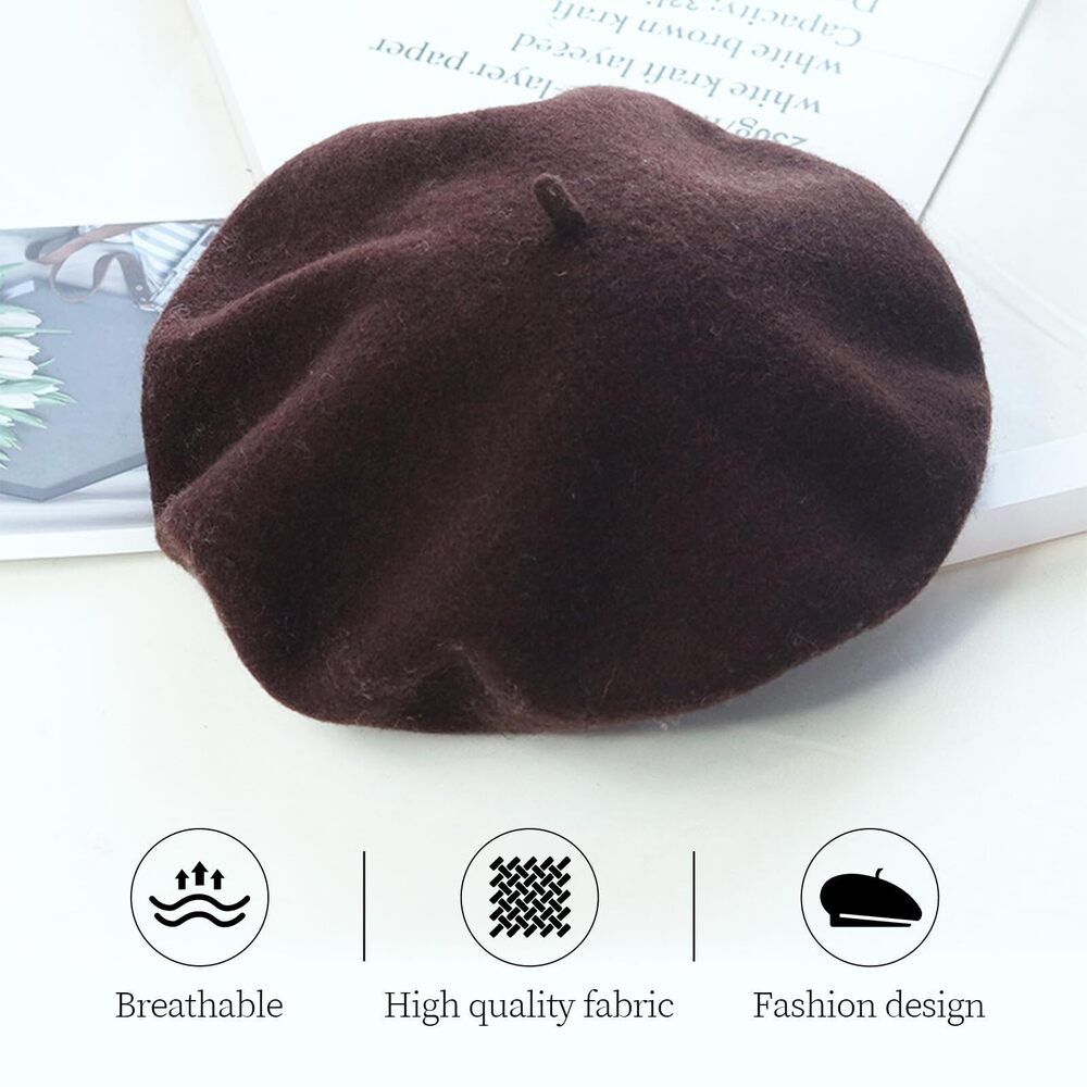 9469 French Beret Hat Wool Blend Artist Hat, Solid Color Classic - Picture 7 of 8